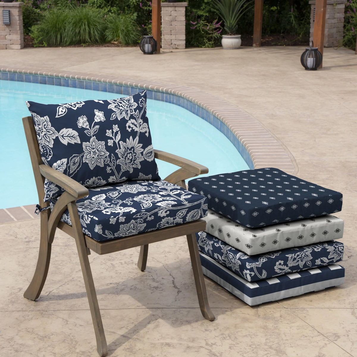 Sapphire Blue Outdoor Dining Chair Cushion Set 21 x 21 T6011