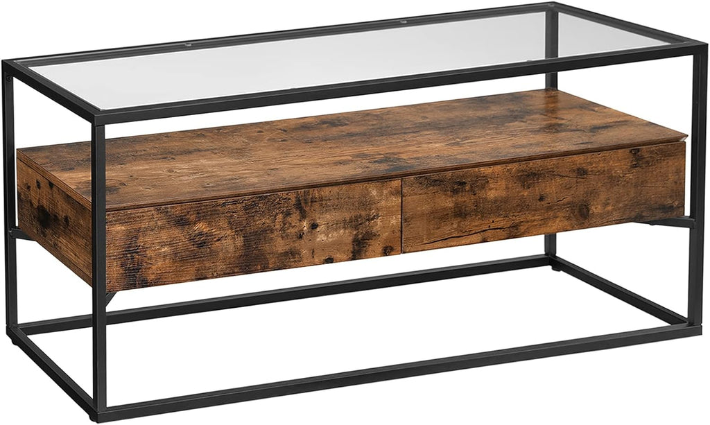 Rustic Brown and Black TV Cabinet with 2 Drawers G651588