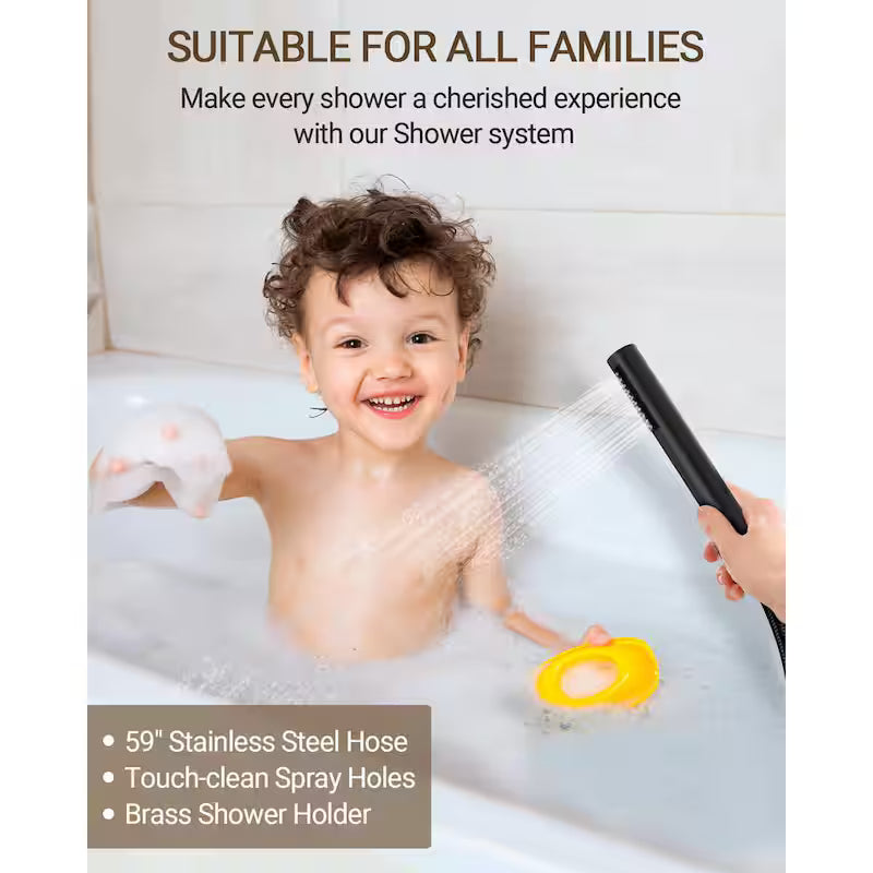 Wall Mounted Dual Shower Head and Handheld Shower Head 2.5 GPM Matte Black Y4198