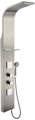 Brushed Steel 2-Jetted Shower Panel with Heavy Rain Shower and Spray Wand P393512