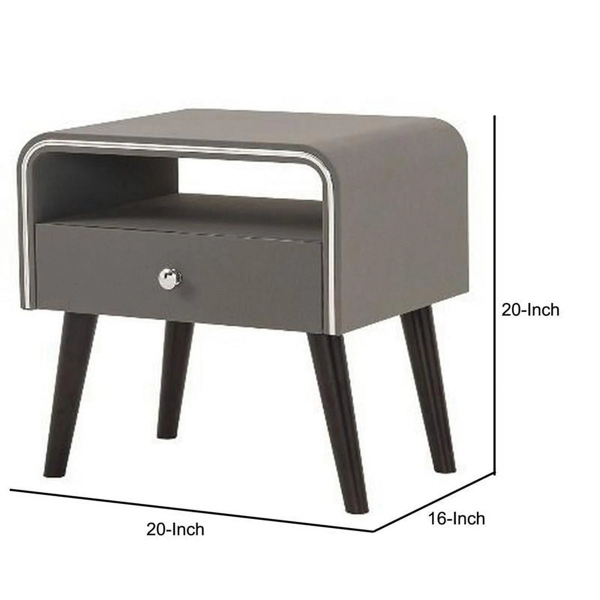 16" 1-drawer Wood Curved Edge Nightstand F912
