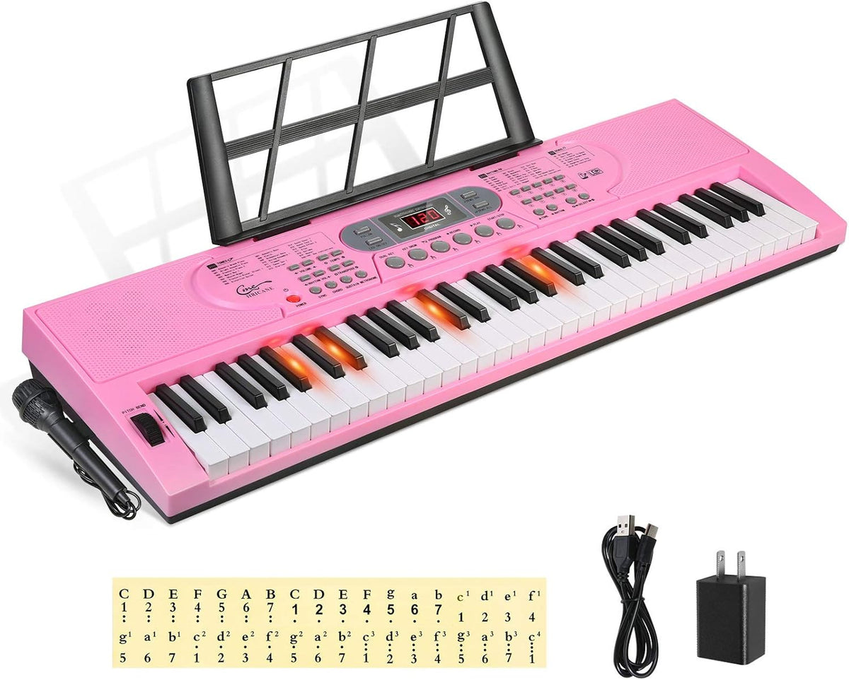 61 Key Lighted Keys Electronic Keyboard Piano with Microphone K16892
