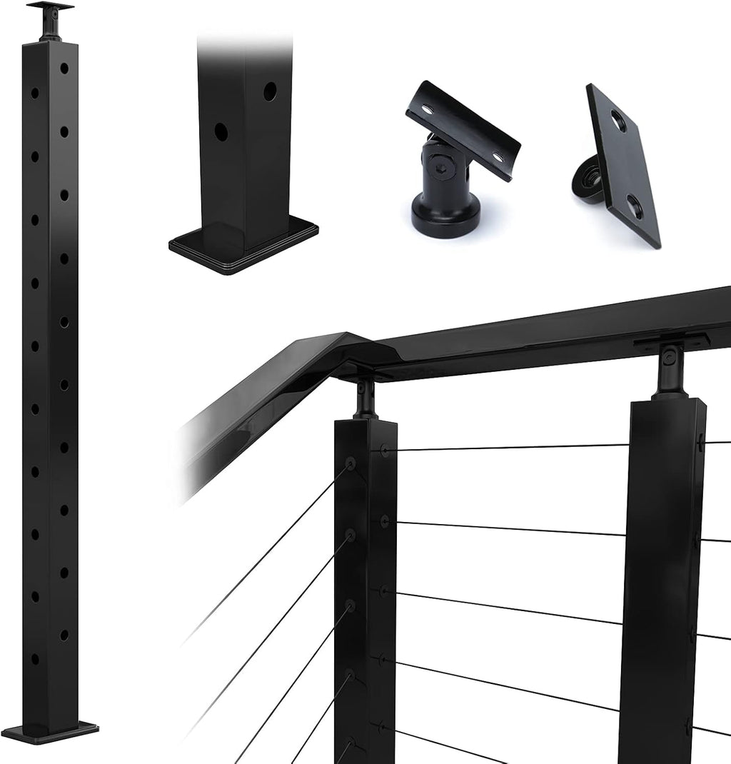 Square 36x2x2 304 Stainless Steel Black Pre-drilled Post J568