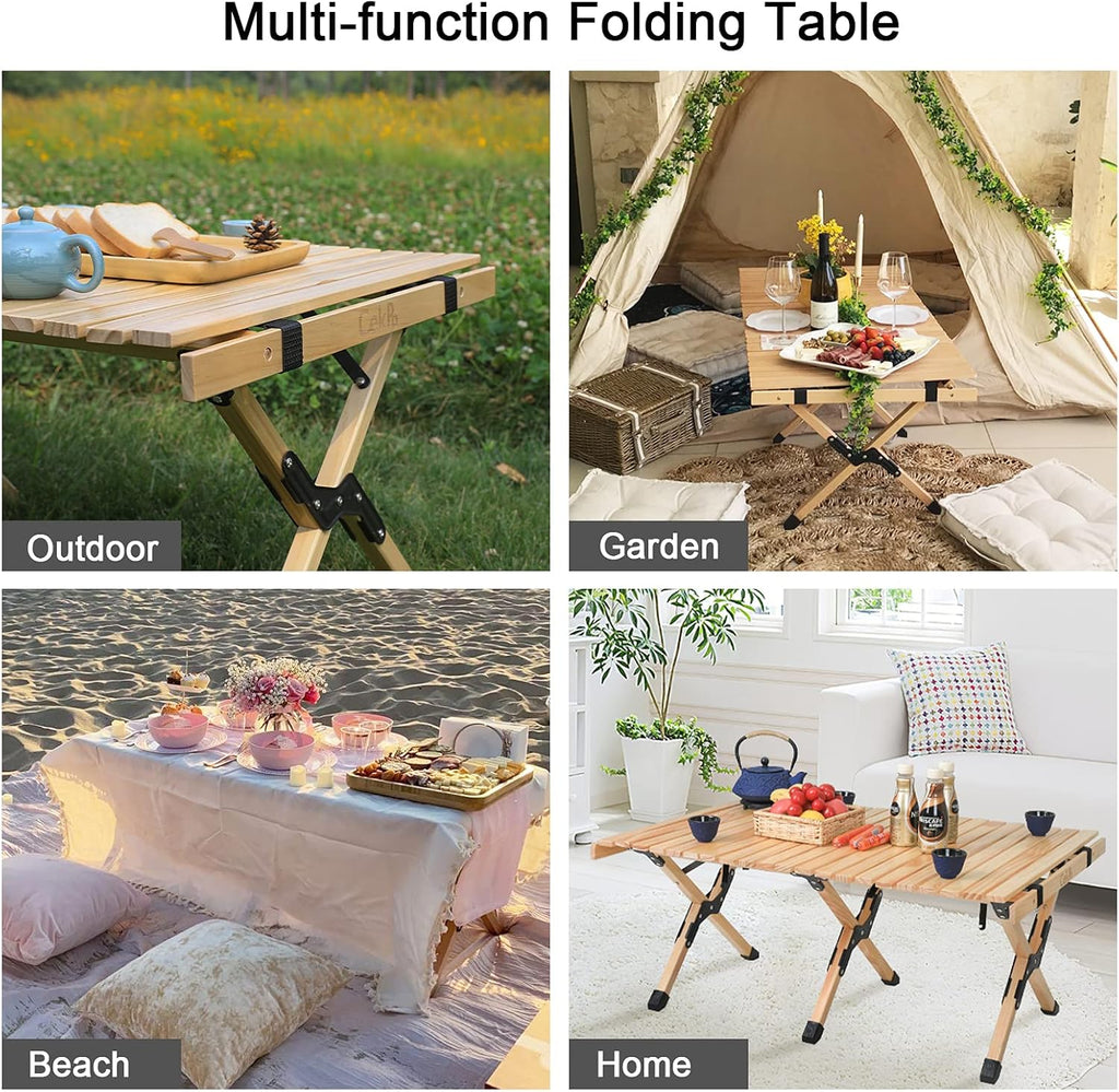 Portable Wooden Folding Picnic Table with Carry Bag R3545