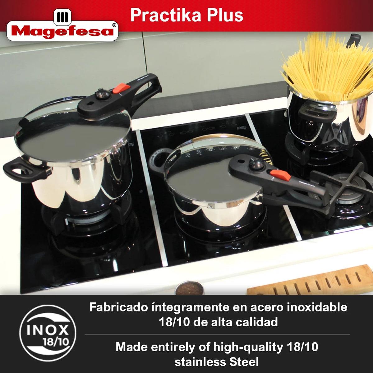 Practika Plus 3.3 Quart 18/10 Stainless Steel Pressure Cooker L31926