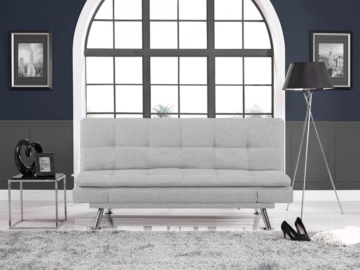 Light Gray Upholstery Futon with Adjustable Arms E171037