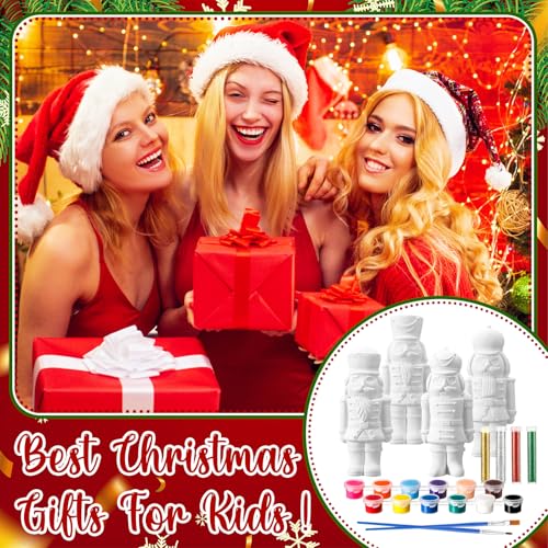 Set of 4 Ceramic Christmas Nutcrackers Paint Craft Kit E52968