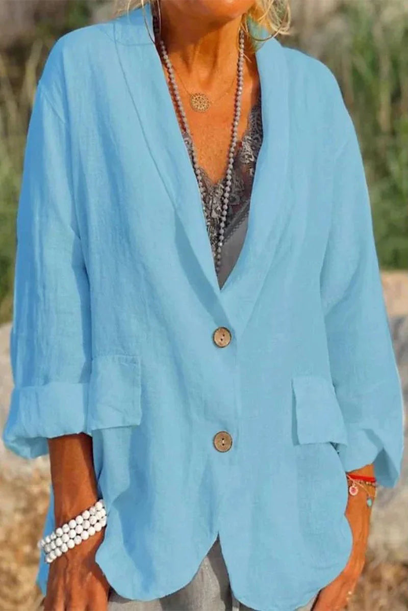 Solid Turn-back Collar Outerwear T79360
