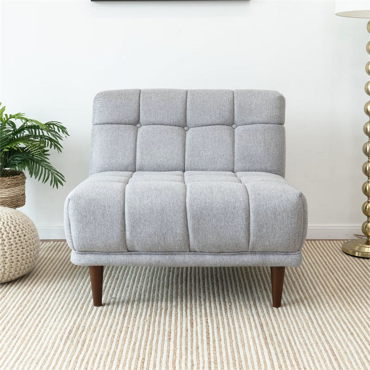 Armless Light Gray Fabric Lounge Chair C919305