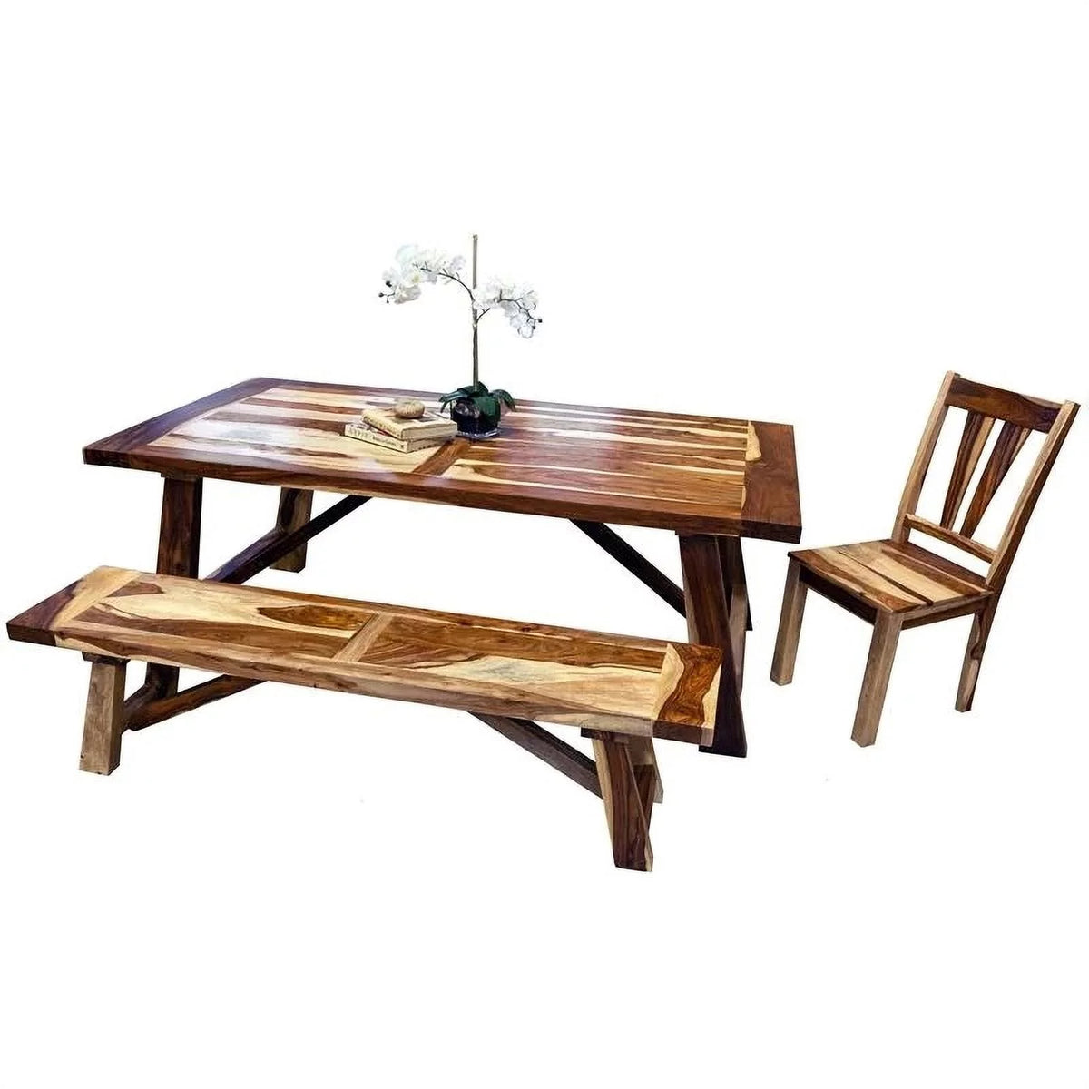 Brown Solid Wood Dining Side Chair I360251