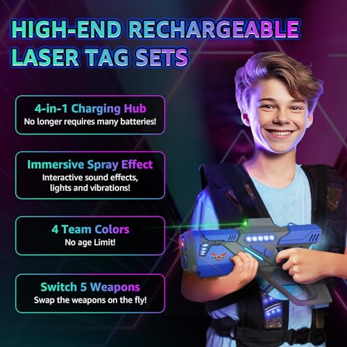 Rechargeable Laser Tag Set with Vests Set of 4 R682642