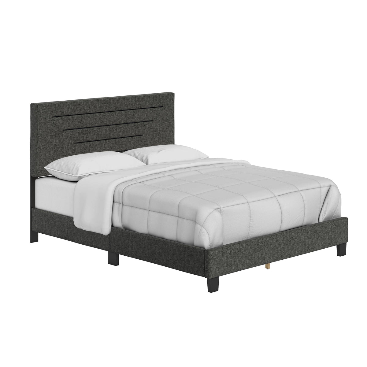 Charcoal Full Linen Bed Frame X38587
