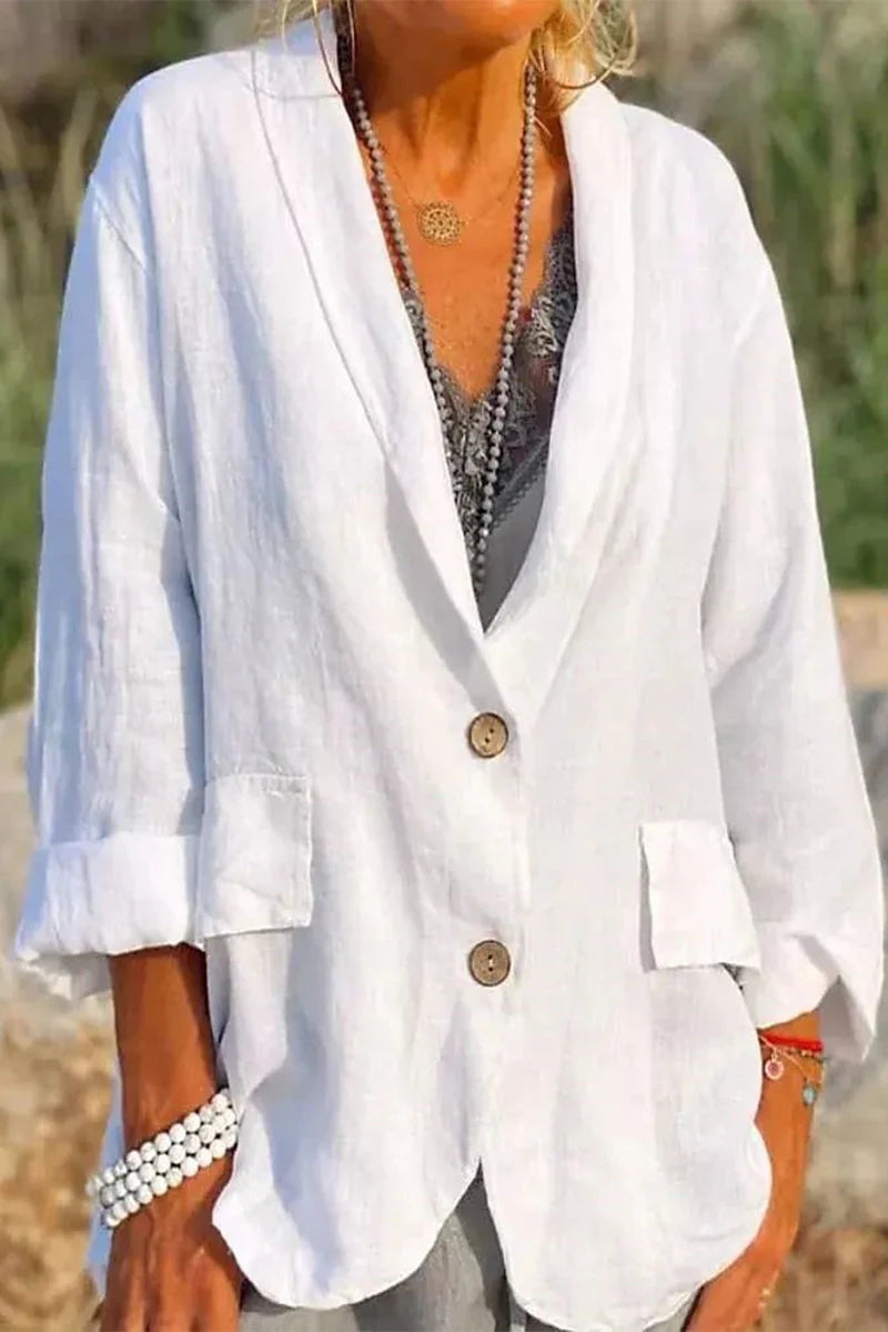Solid Turn-back Collar Outerwear T79360