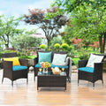 4PCS PE Rattan Wicker Patio Sofa Furniture Set With Cushion Q21757
