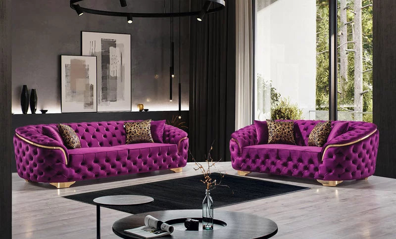 Purple Velvet Sofa & Loveseat S2954