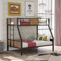Twin-Over-Full Bunk Bed with Metal Frame, Ladder and Guard Rail, Brown O59558
