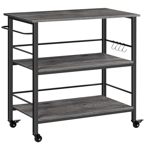 Rustic Brown and Black Kitchen Island with Storage H683