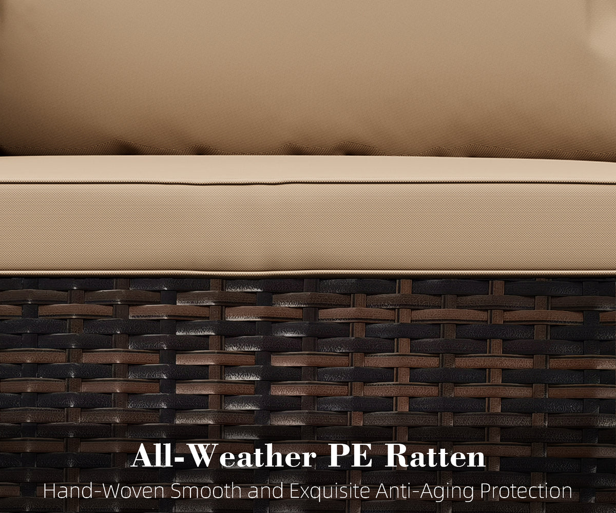 4-Piece Rattan Wicker Sofa Set with Cushions & Coffee Table R192733
