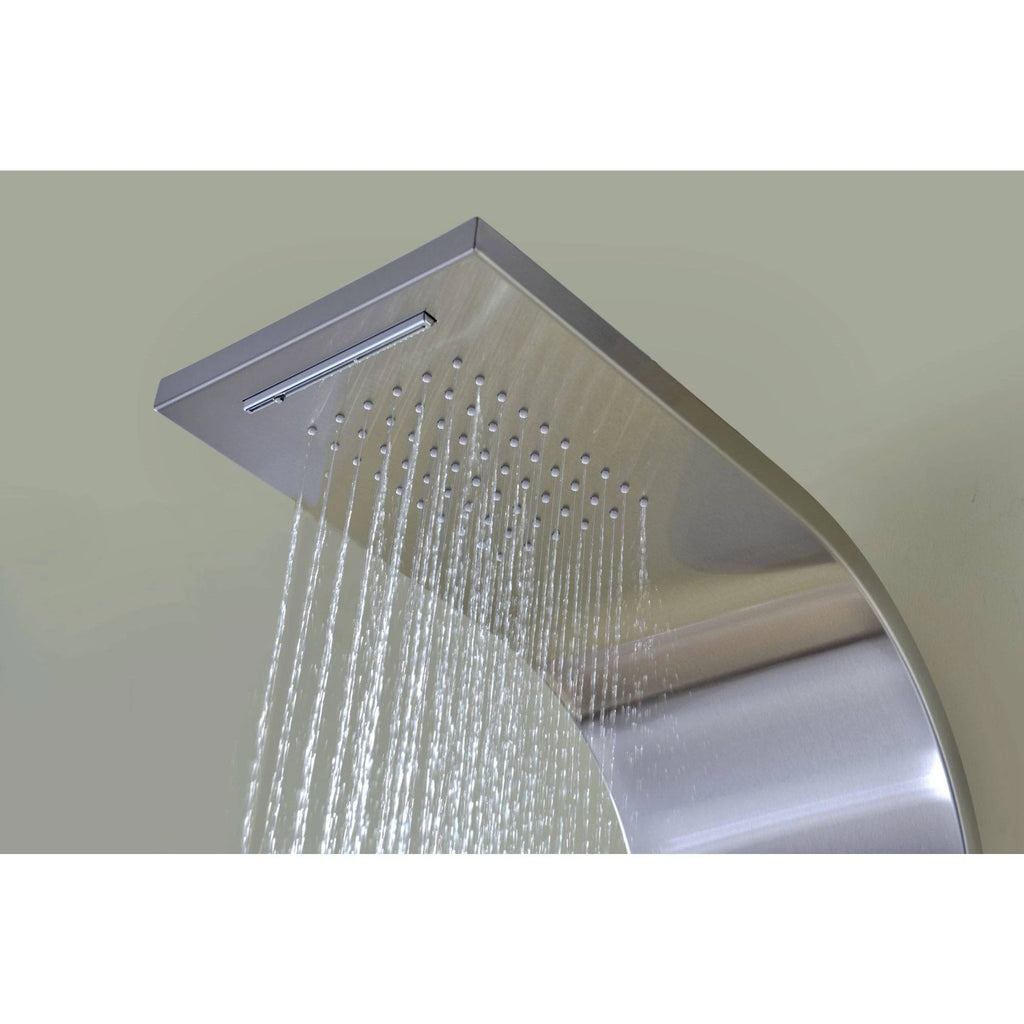 Brushed Steel 2-Jetted Shower Panel with Heavy Rain Shower and Spray Wand P393512