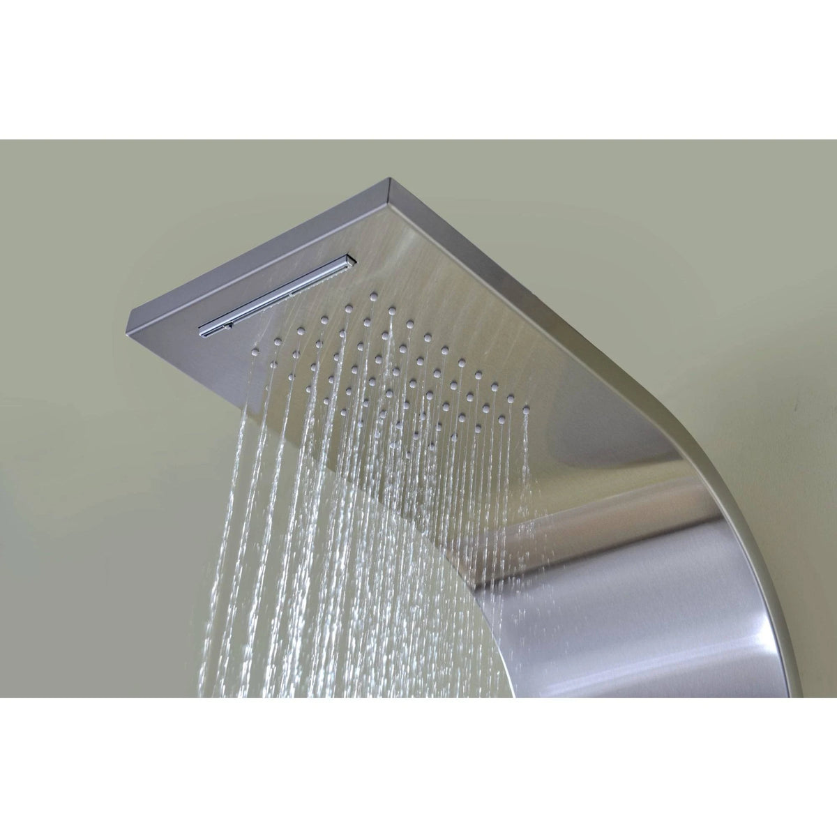 Brushed Steel 2-Jetted Shower Panel with Heavy Rain Shower and Spray Wand P393512