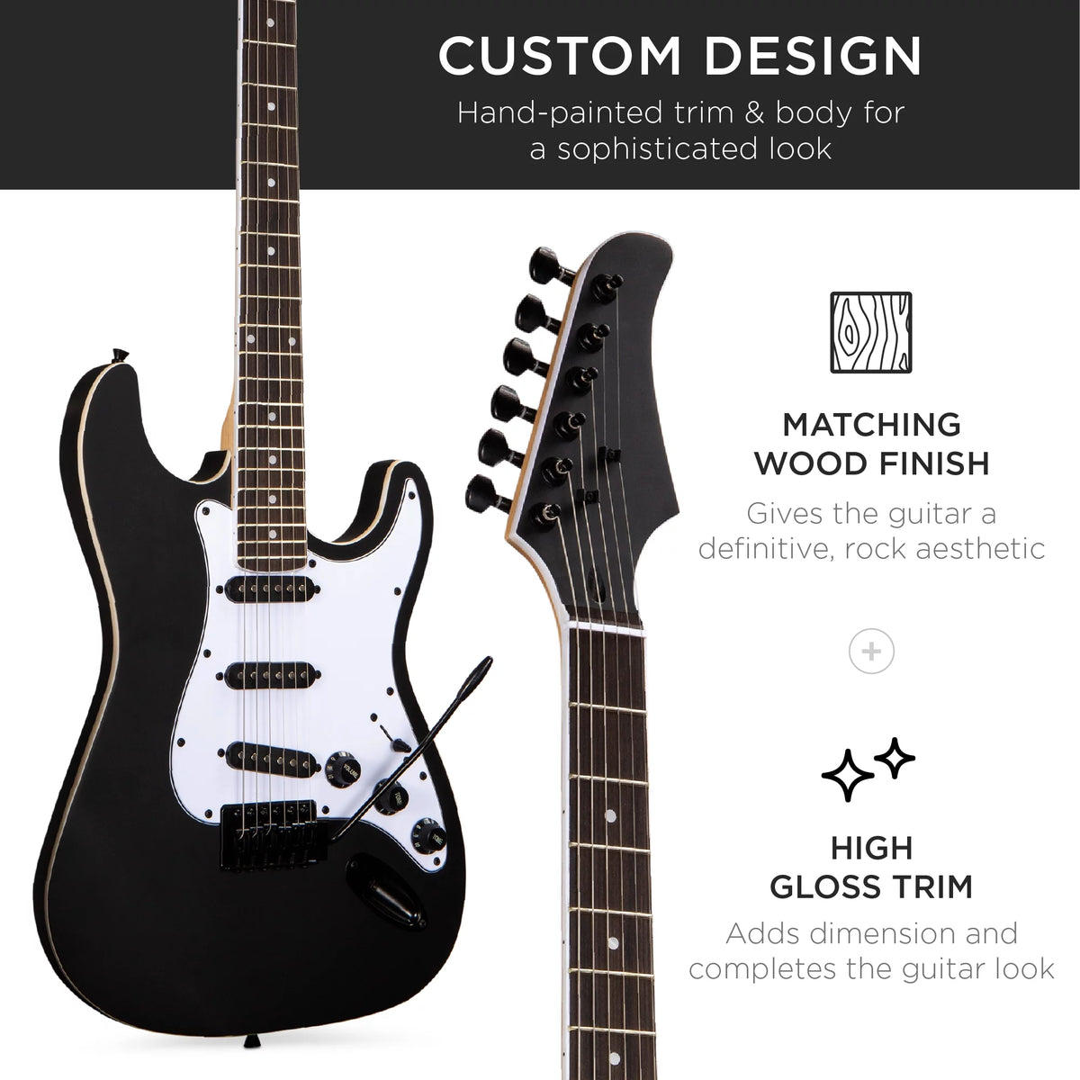 39in Full Size Beginner Electric Guitar Kit with Case D349