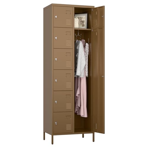72" H Metal Storage Lockers with Doors and Rod, 7+1 Doors, Camel J559909
