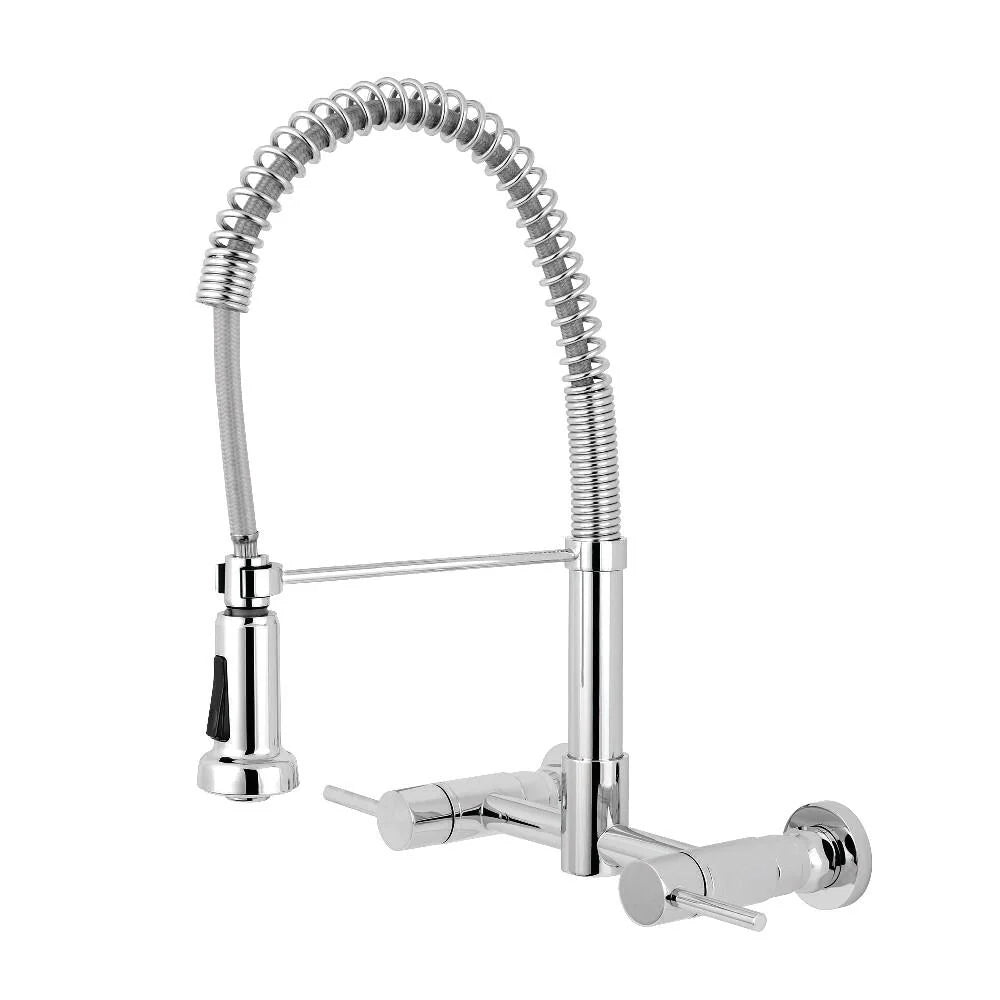 Wall Mounted Pull-Down Sprayer Kitchen Faucet Polished Chrome H646845