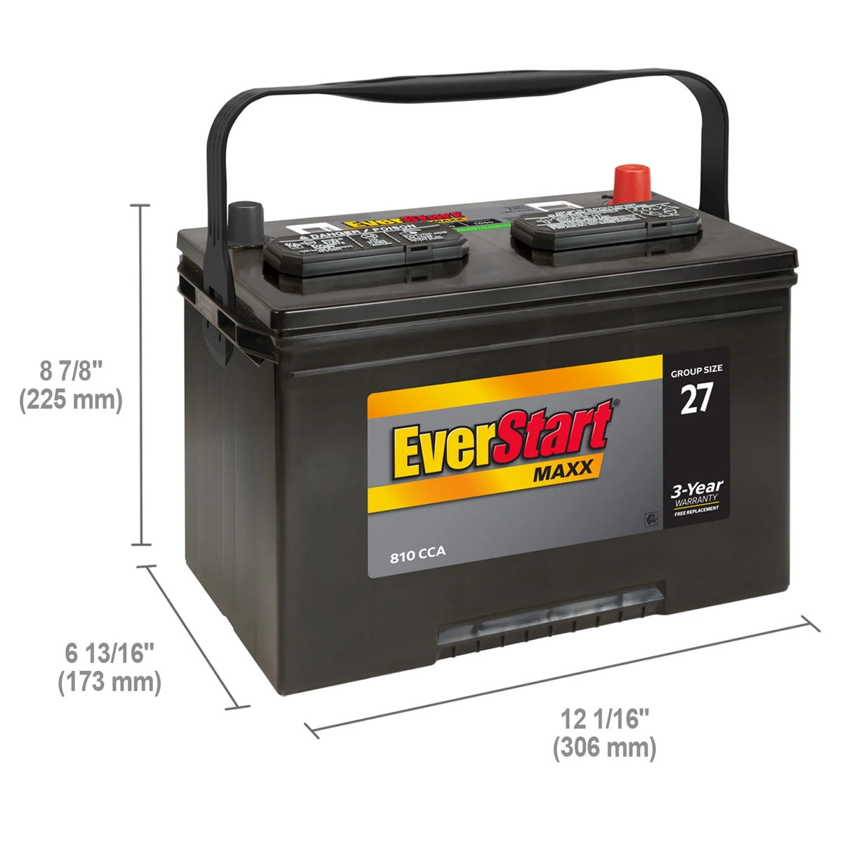 Lead Acid Automotive Battery Group Size 27 12 Volt 830 CCA J1838