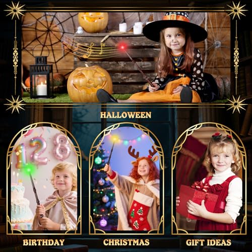 Light Up Magic Wand with Sounds & 4 Color Lights, Brown, 2PCS U605238