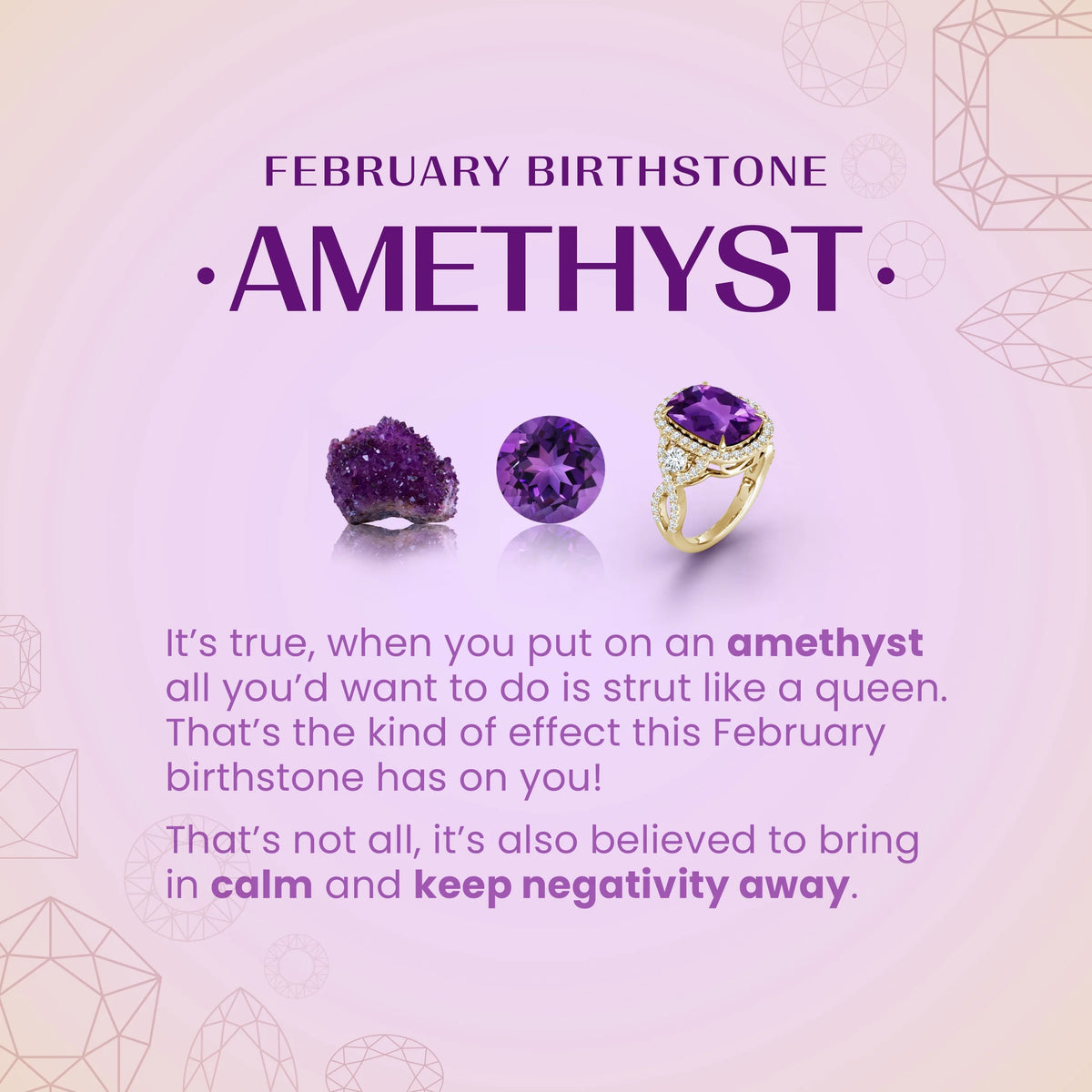 Natural 2.2 Ct. Amethyst with Diamond Halo Ring in 14K Rose Gold R27045