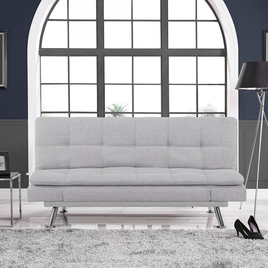 Light Gray Upholstery Futon with Adjustable Arms E171037