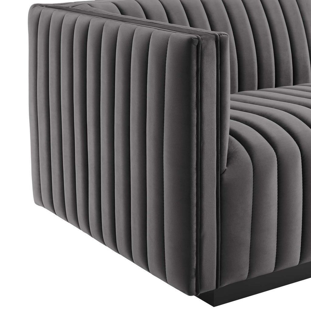 Black Gray Performance Velvet Sofa Q654