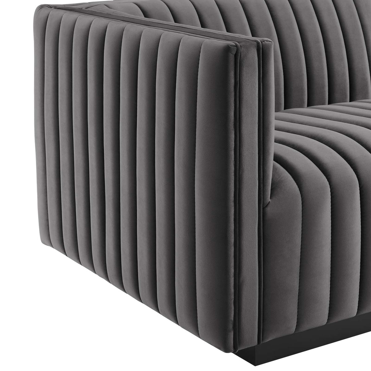 Black Gray Performance Velvet Sofa Q654
