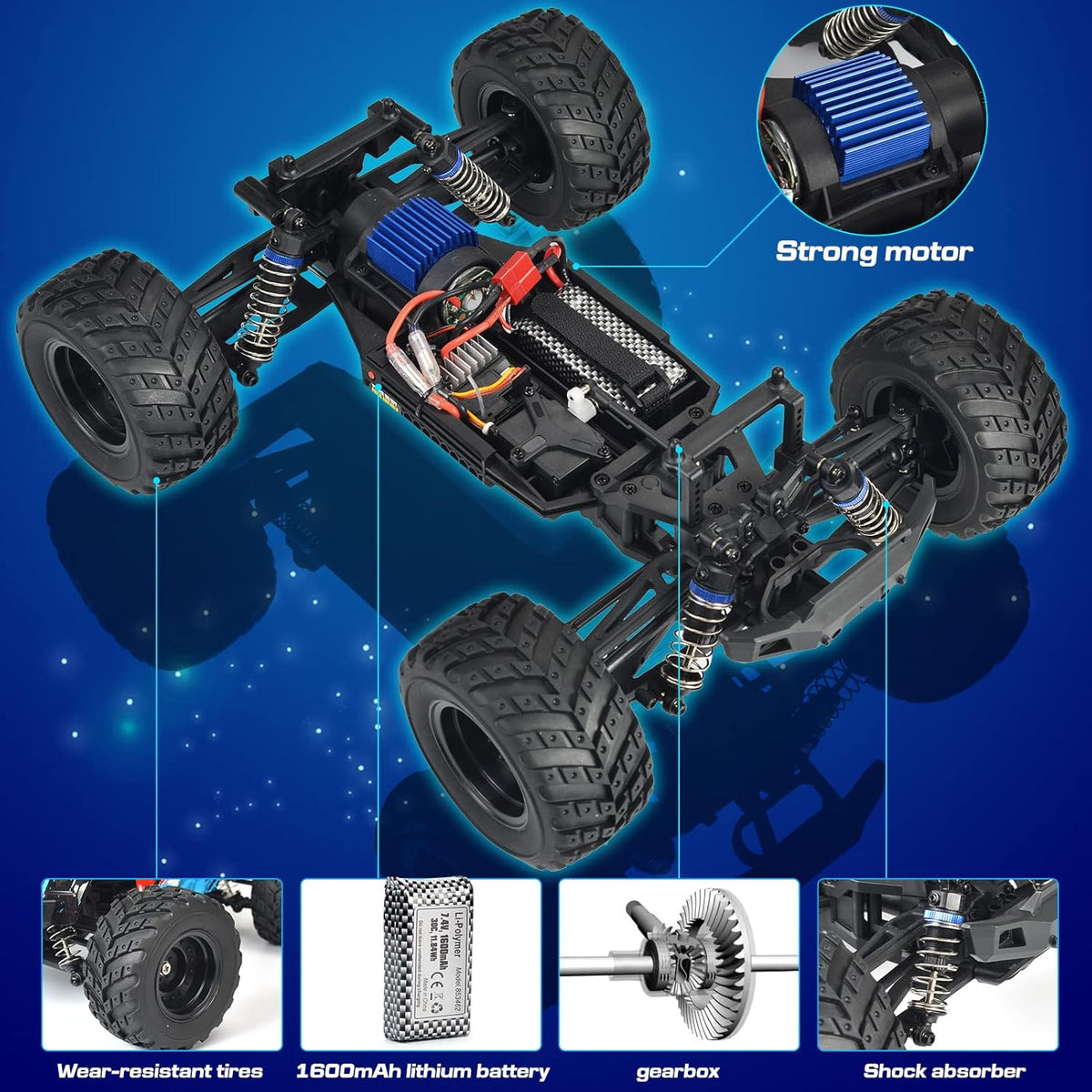 1:12 Scale 4x4 Off Road RC Monster Truck with 2 Rechargeable Batteries F13433