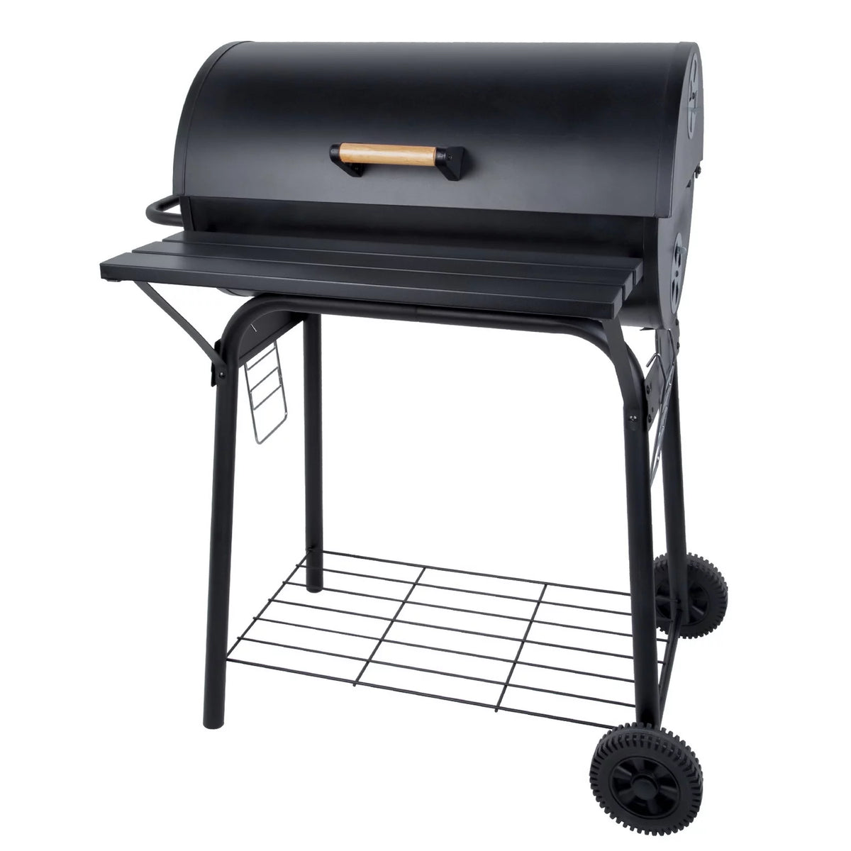 Portable Barrel Charcoal BBQ Grill with Front Shelf W55132