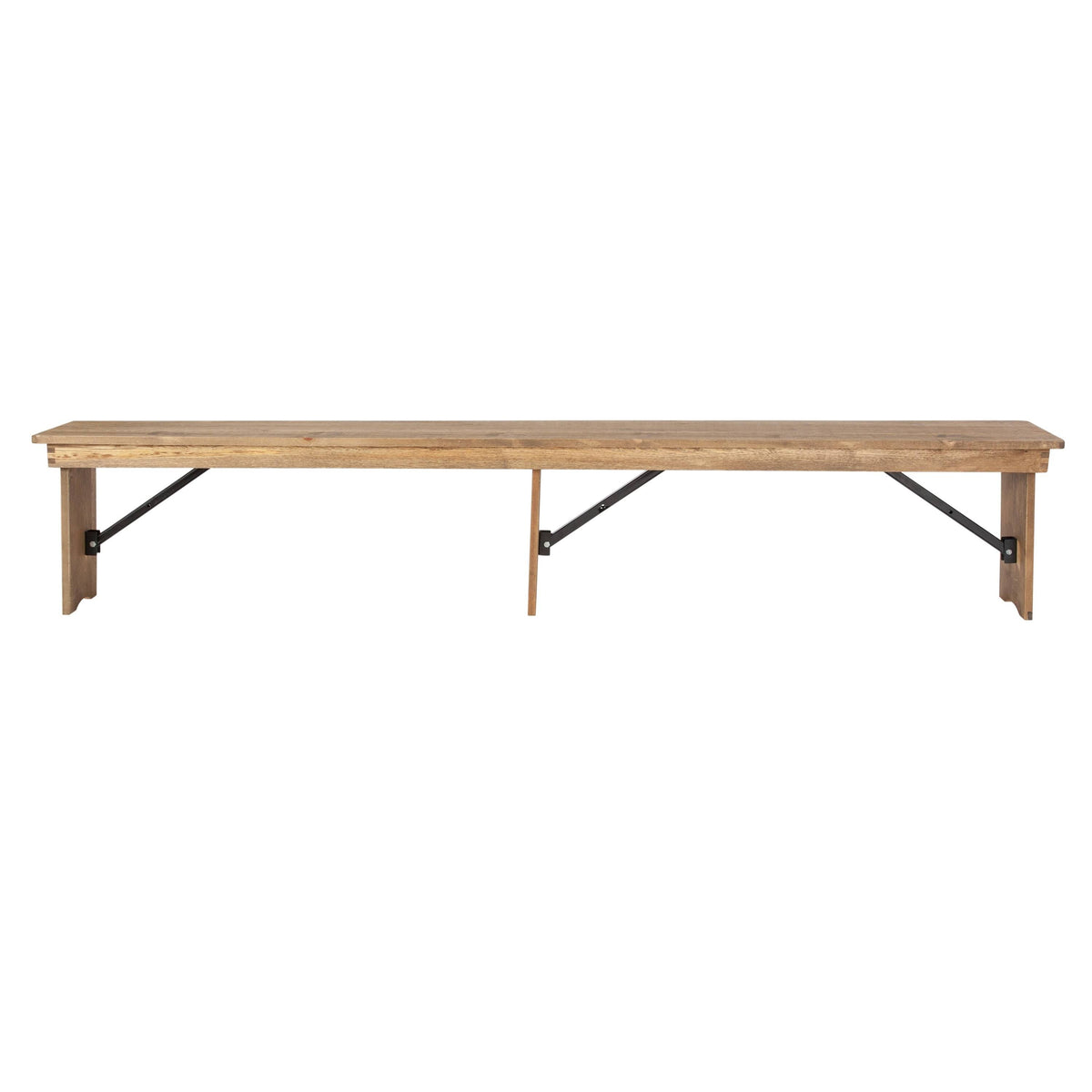 Black Solid Pine Folding Farm Bench with 3 Legs N228318
