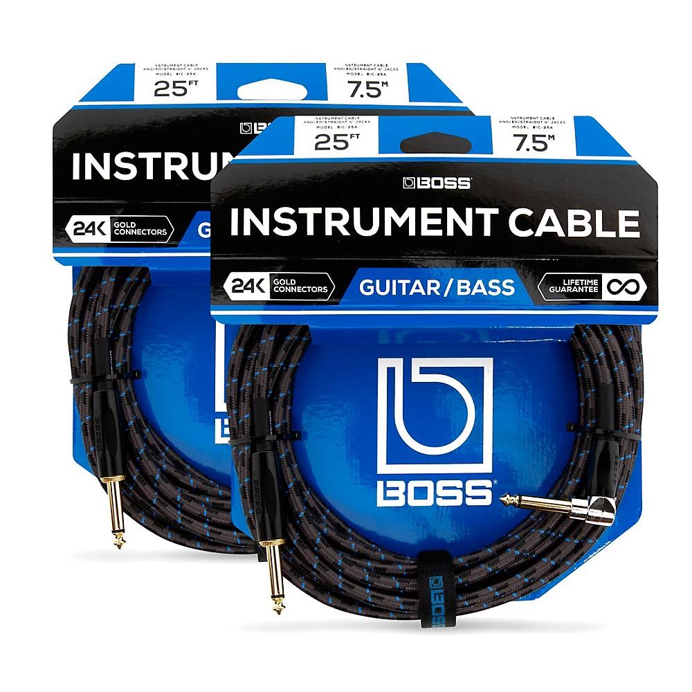 Angled to Straight Instrument Cable 25ft 2-Pack J9835