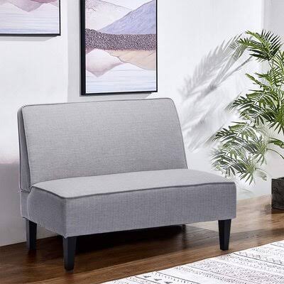 Gray Linen Armless Loveseat D319722