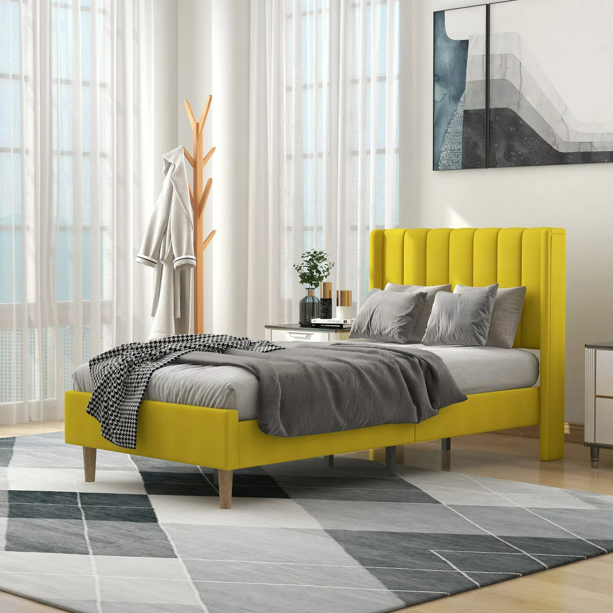 Twin Size Upholstered Platform Bed Frame G602