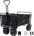 Black Heavy Duty Folding Utility Cart with Universal Wheels Adjustable Handle I72914