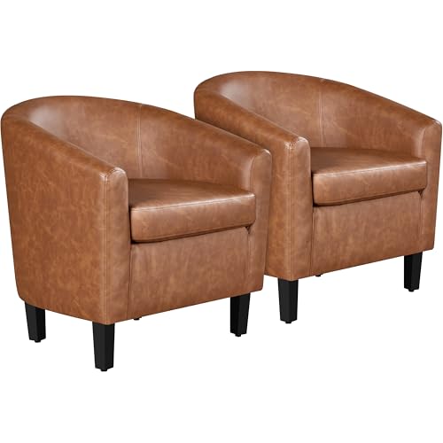 Brown Faux Leather Accent Chair A6248