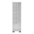 White Double-Door Broom Cabinet with Inner Shelves and Side Hangers L586448