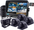 9 inch DVR Monitor with Quad Split Screen, 4 x Side Cameras + 1 x Backup Camera, HD Colour IP69K & 10G Vibration Camera System O62248