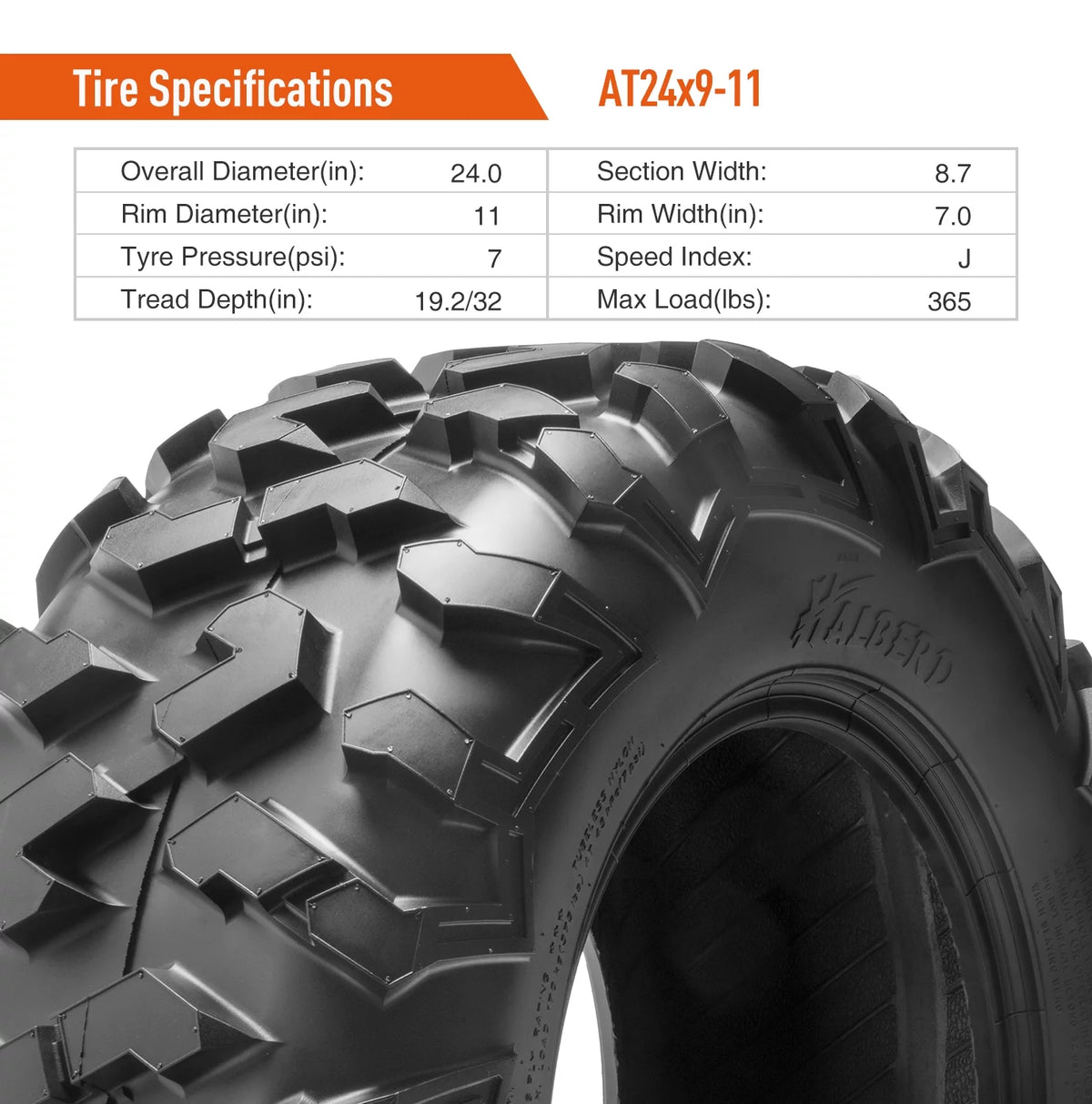 24x9-11 ATV UTV Tires 6PLY All Terrain Tubeless I892596