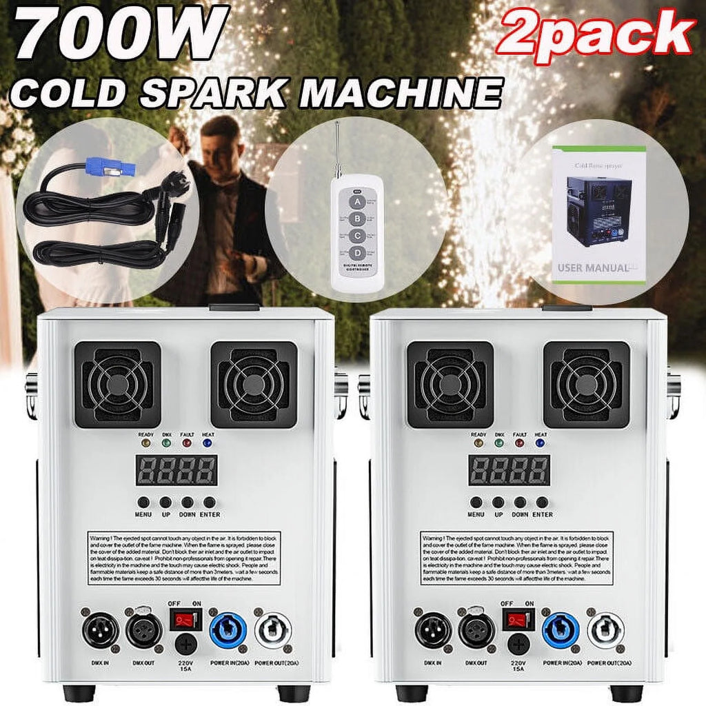 Cold Spark Machine 3-16FT Adjustable Stage Special Effect Machine with Wireless Remote Control DMX Low Noise Stage Equipment for Wedding DJ Disco Party 2pcs T729218