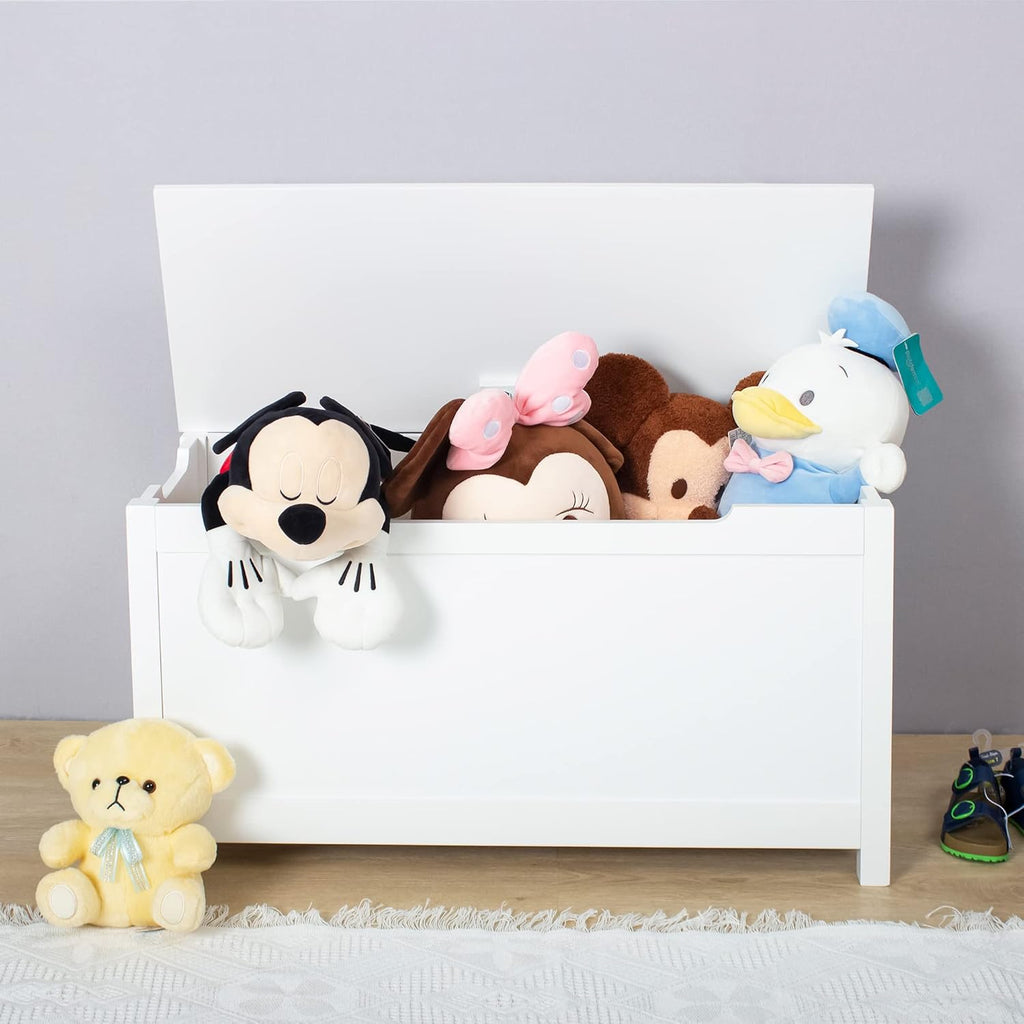 Grey Wooden Toy Box Storage Chest with Safety Hinge J331613