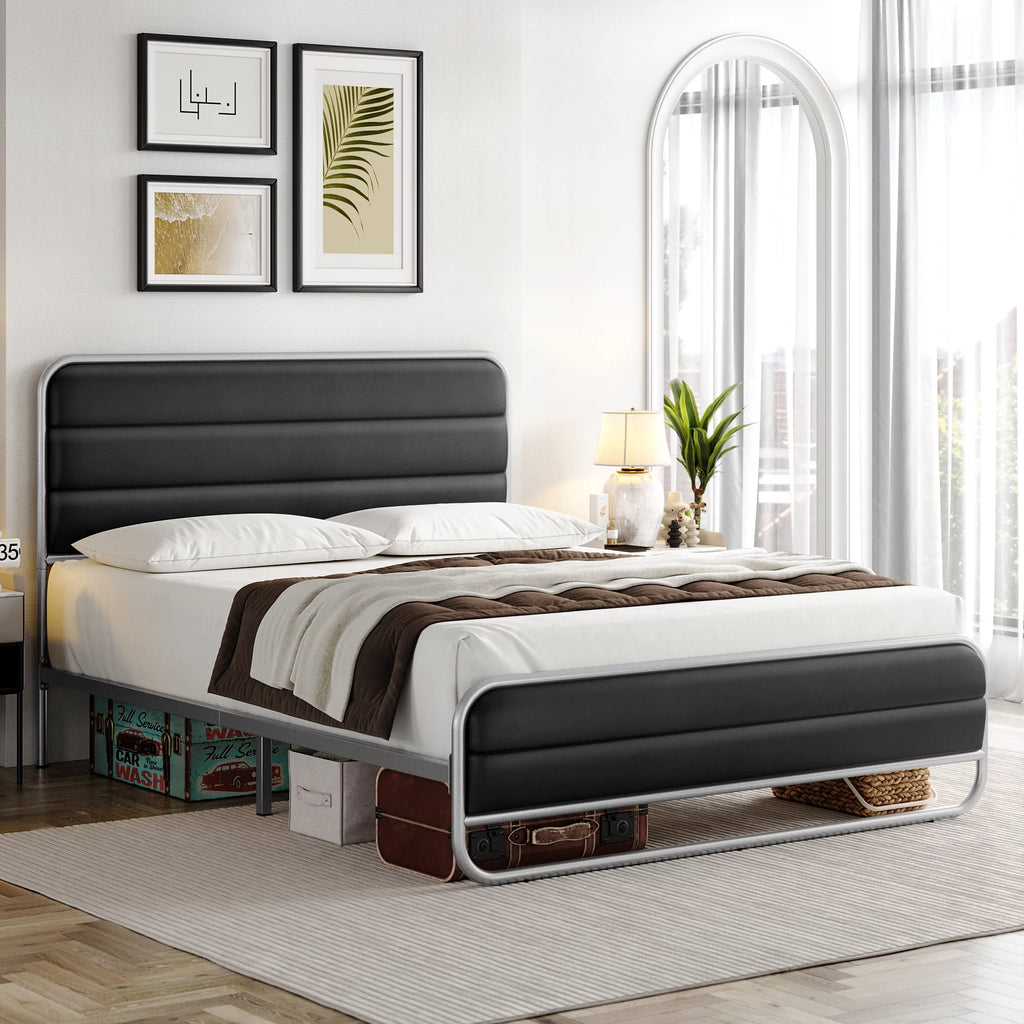 Full PU Leather Upholstered Platform Bed Frame M820615