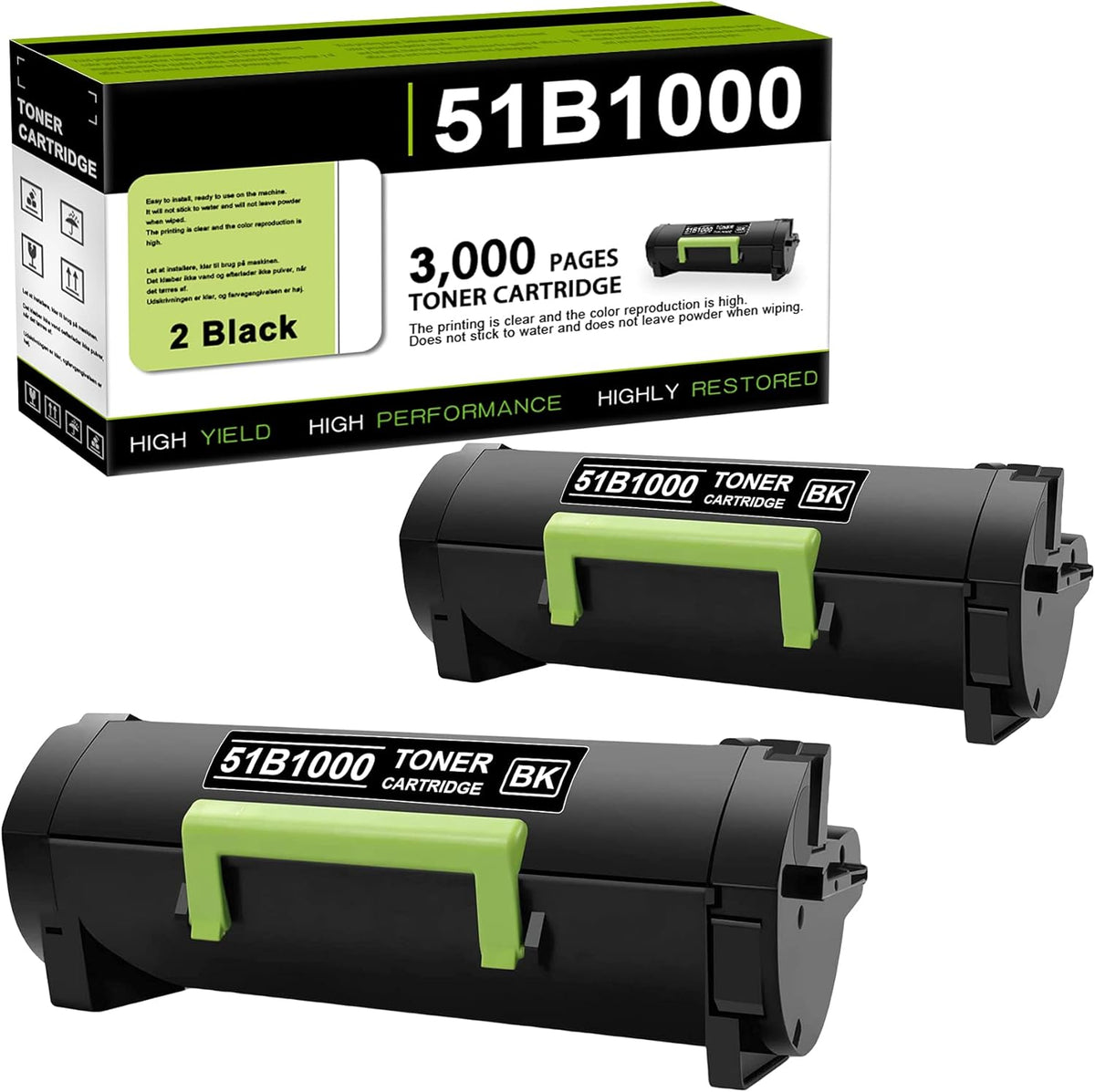 2 Pack Black Remanufactured Toner Cartridge J62534
