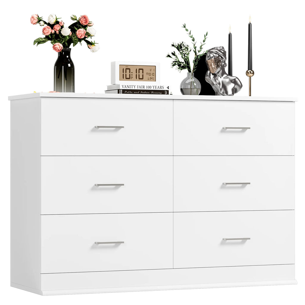 White 6 Drawer Wood Dresser H302126