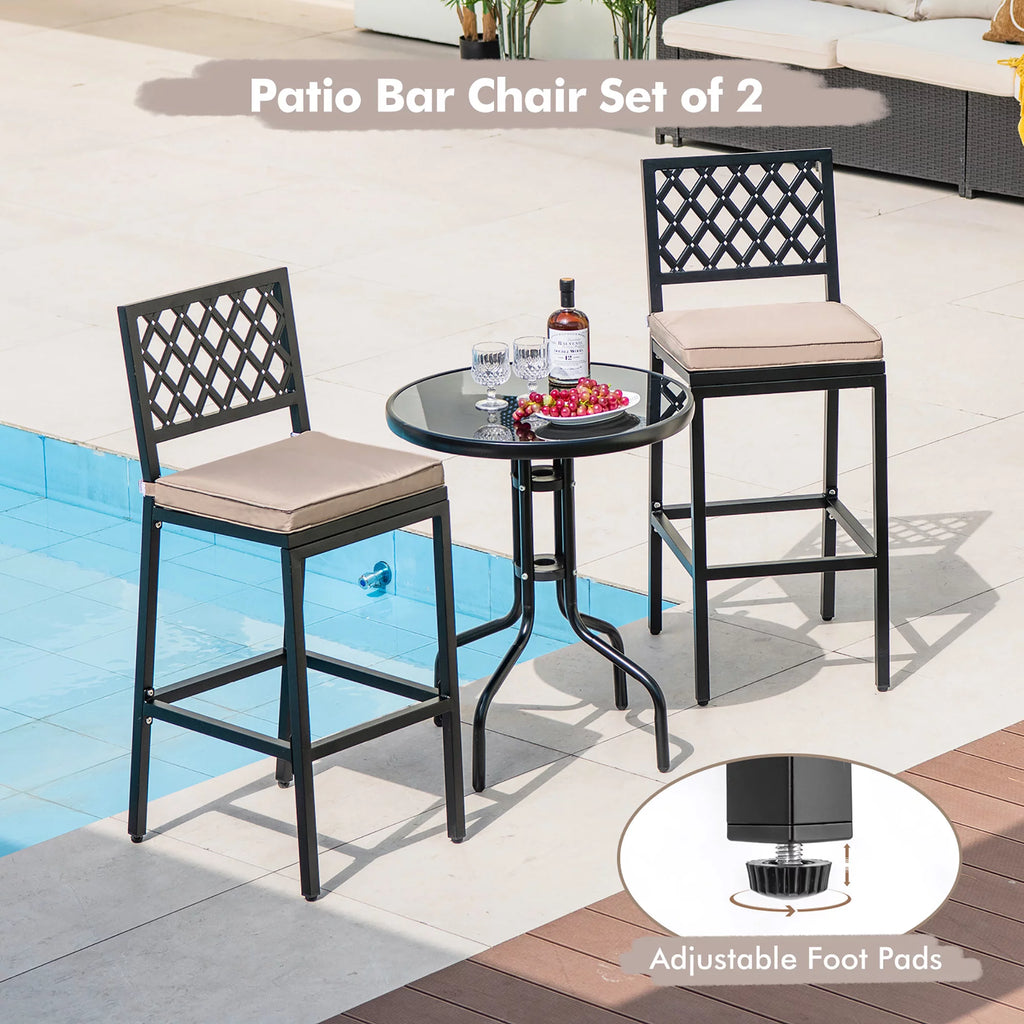 Set of 2 Metal Bar Stools with Cushion A1507